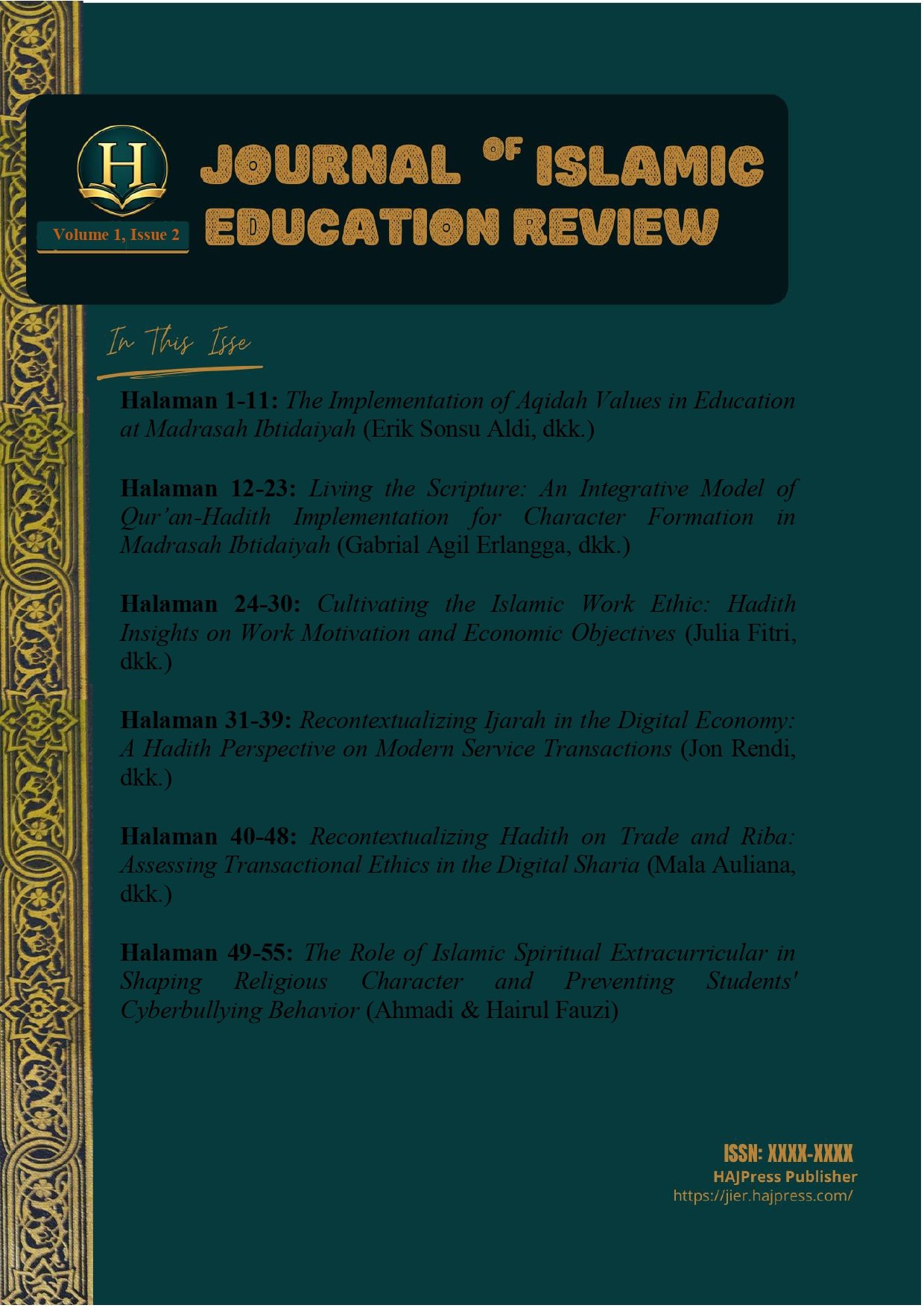 					View Vol. 1 No. 2 (2026): Journal of Islamic Education Review
				
